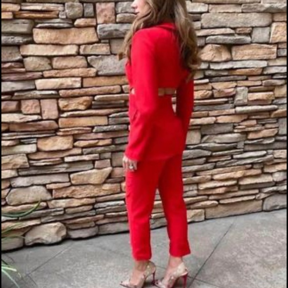Custom Red cut out pant suit - Picture 3 of 5